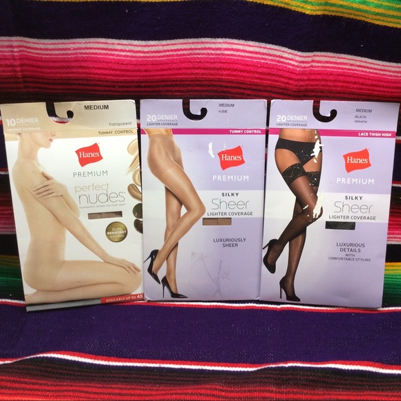 Hanes Accessories - HANES WOMEN’S PANTYHOSE AND LACE THIGH BUNDLE OF 3 SIZE: MEDIUM NWT